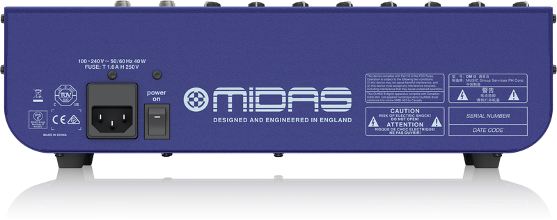Midas DM12 12 Input Analogue Live and Studio Mixer with Midas Microphone Preamplifiers