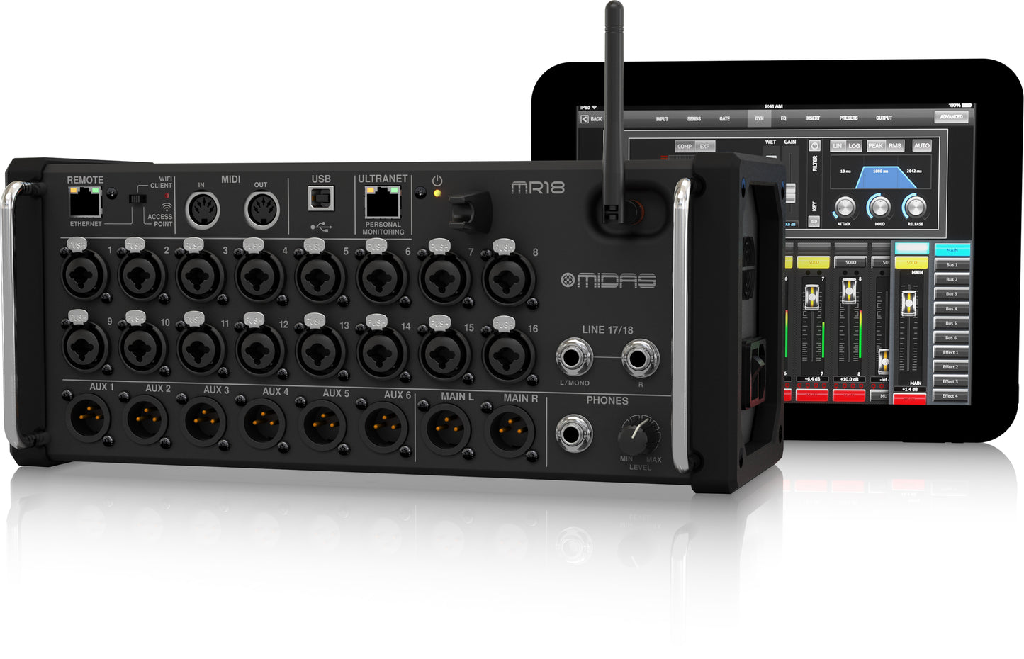 Midas MR18 Digital Mixer for iPad/Android Tablets