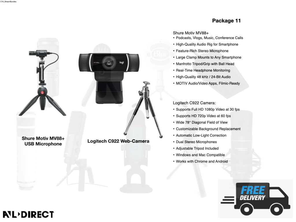 High Quality Audio & Video  Web-Conference Setup for WFH Bundles
