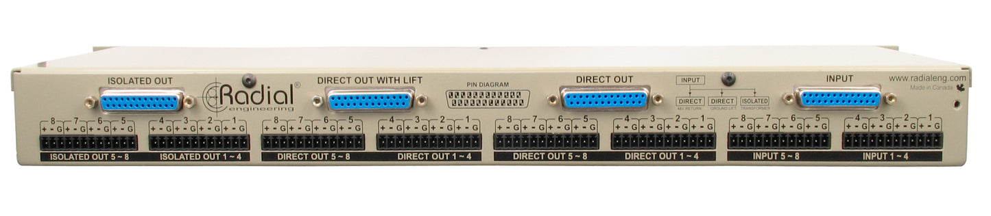 Radial Engineering OX8-r Rack-Mount 8-Ch, 3-Way Microphone Splitter